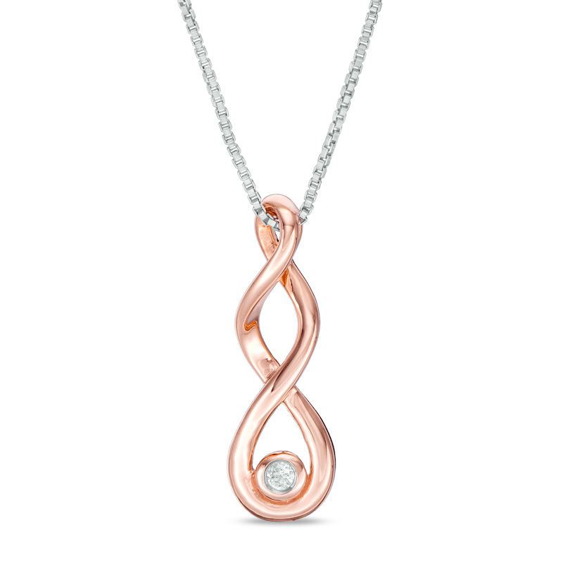Main Image 2 of Convertibilities 0.12 CT. T.W. Diamond Double Infinity Three-in-One Pendant in Sterling Silver and 10K Rose Gold