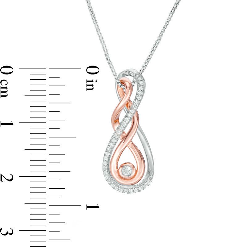 Convertibilities 0.12 CT. T.W. Diamond Double Infinity Three-in-One Pendant in Sterling Silver and 10K Rose Gold