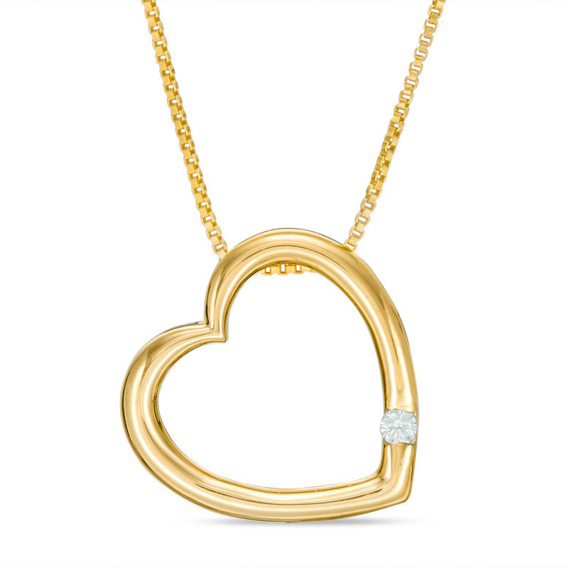 Convertibilities 0.10 CT. T.W. Diamond Heart Three-in-One Pendant in Sterling Silver and 10K Gold