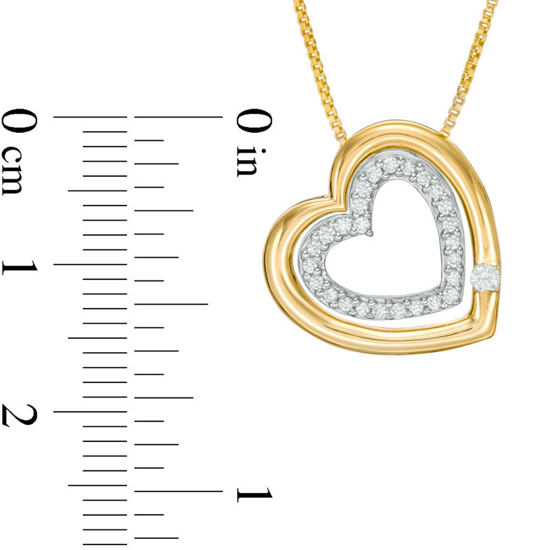 Convertibilities 0.10 CT. T.W. Diamond Heart Three-in-One Pendant in Sterling Silver and 10K Gold