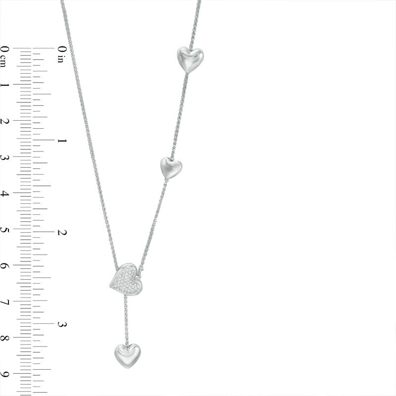 0.10 CT. T.W. Diamond Heart Lariat Bolo Necklace in Sterling Silver - 26"