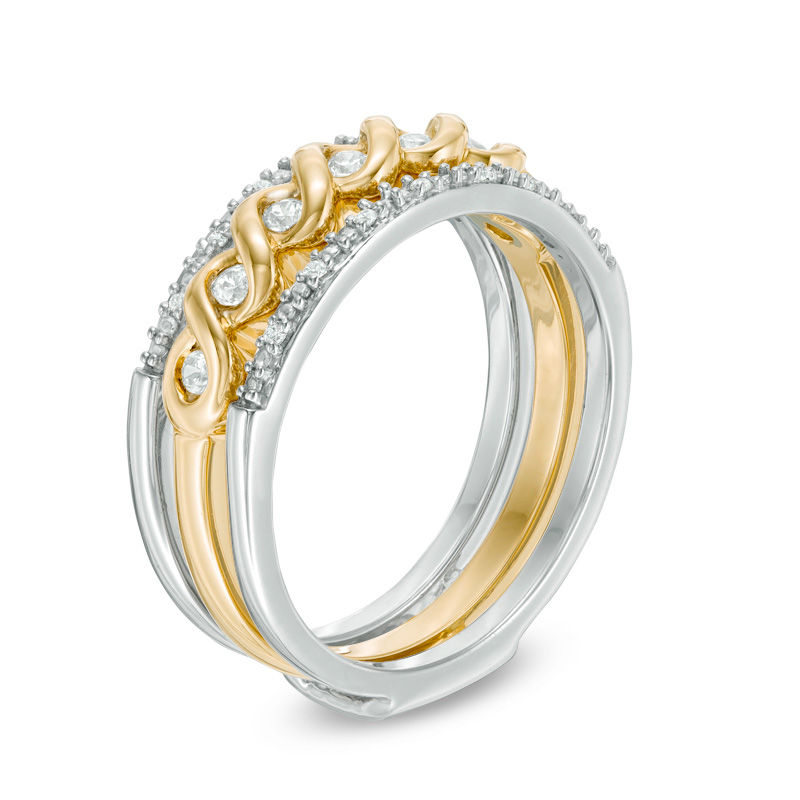 Main Image 2 of Convertibilities 0.16 CT. T.W. Diamond Twist Three-in-One Ring in Sterling Silver and 10K Gold
