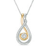 Thumbnail Image 0 of Convertibilities 0.16 CT. T.W. Diamond Swirl Drop Teardrop Three-in-One Pendant in Sterling Silver and 10K Gold