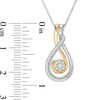 Convertibilities 0.16 CT. T.W. Diamond Swirl Drop Teardrop Three-in-One Pendant in Sterling Silver and 10K Gold