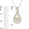 Thumbnail Image 3 of Convertibilities 0.16 CT. T.W. Diamond Swirl Drop Teardrop Three-in-One Pendant in Sterling Silver and 10K Gold