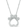 Convertibilities 0.07 CT. T.W. Diamond Dog Paw Print Heart Three-in-One Pendant in Sterling Silver