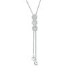0.13 CT. T.W. Diamond Three Stone Frame Lariat-Style Bolo Necklace in Sterling Silver - 26"