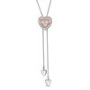 0.07 CT. T.W. Diamond Heart Frame Lariat-Style Bolo Necklace in Sterling Silver and 10K Rose Gold - 26"