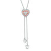 Thumbnail Image 0 of 0.07 CT. T.W. Diamond Heart Frame Lariat-Style Bolo Necklace in Sterling Silver and 10K Rose Gold - 26"