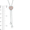 Thumbnail Image 3 of 0.07 CT. T.W. Diamond Heart Frame Lariat-Style Bolo Necklace in Sterling Silver and 10K Rose Gold - 26"