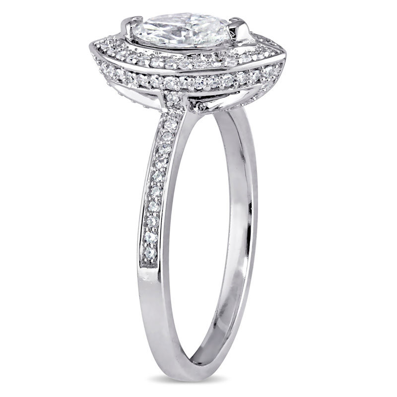 0.79 CT. T.W. Marquise Diamond Frame Engagement Ring in 14K White Gold