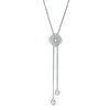 Thumbnail Image 1 of 0.07 CT. T.W. Diamond Cushion Frame Lariat-Style Bolo Necklace in Sterling Silver - 26"