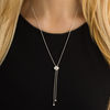 0.07 CT. T.W. Diamond Cushion Frame Lariat-Style Bolo Necklace in Sterling Silver - 26"