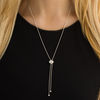 Thumbnail Image 2 of 0.07 CT. T.W. Diamond Cushion Frame Lariat-Style Bolo Necklace in Sterling Silver - 26"