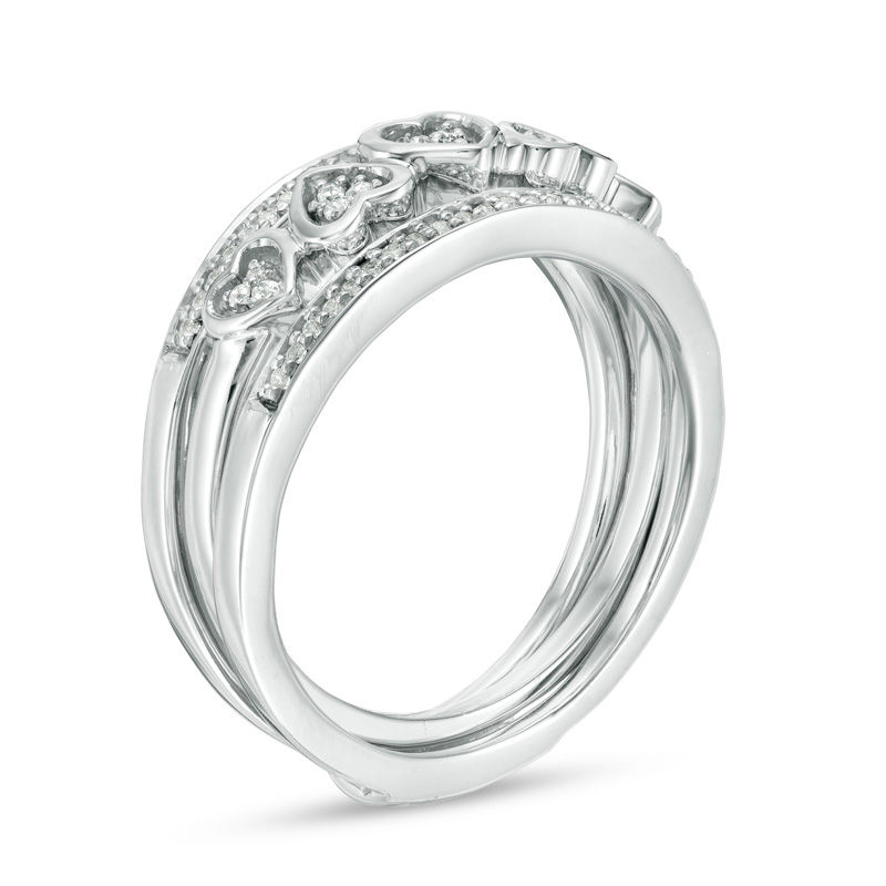 Main Image 2 of Convertibilities 0.16 CT. T.W. Diamond Heart Three-in-One Ring in Sterling Silver