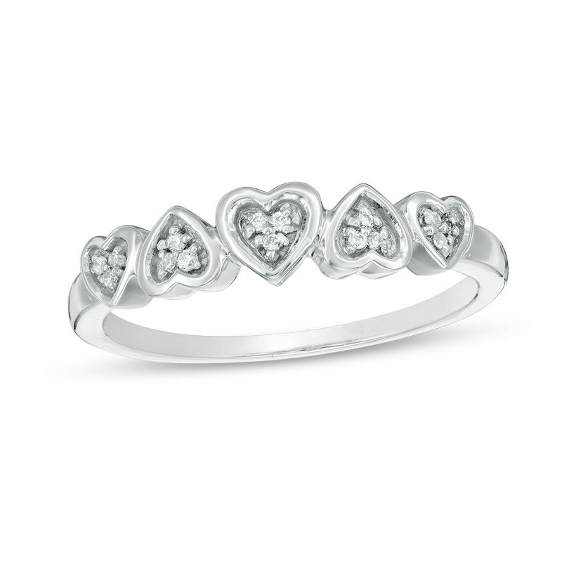 Main Image 4 of Convertibilities 0.16 CT. T.W. Diamond Heart Three-in-One Ring in Sterling Silver