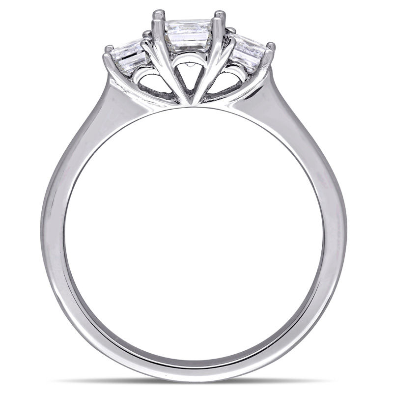 Main Image 3 of 1.00 CT. T.W. Asscher-Cut Diamond Three Stone Engagement Ring in 14K White Gold (VS2/H)