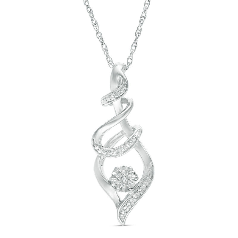 Diamond Accent Swirl Flame Pendant in Sterling Silver