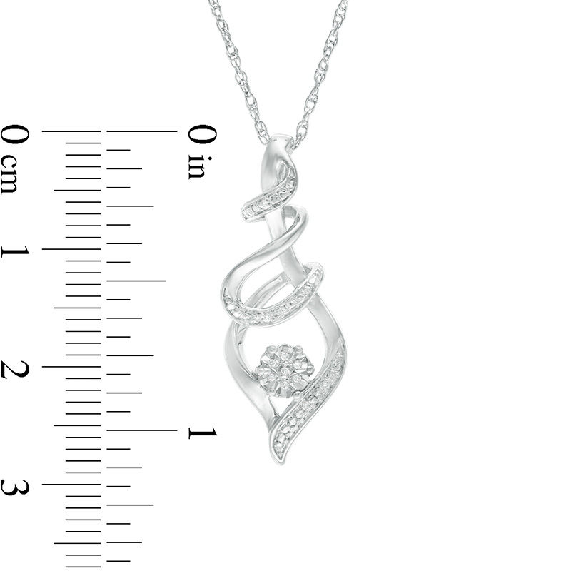 Peoples Diamond Accent Swirl Flame Pendant in Sterling Silver