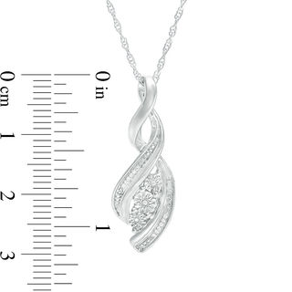 Diamond Accent Three Stone Flame Pendant in Sterling Silver