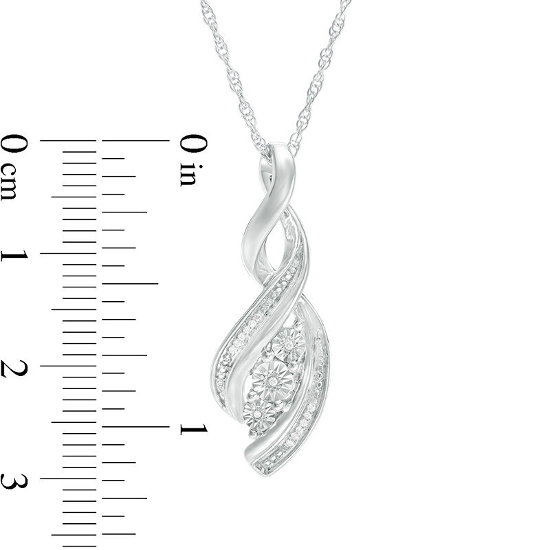 Diamond Accent Three Stone Flame Pendant in Sterling Silver