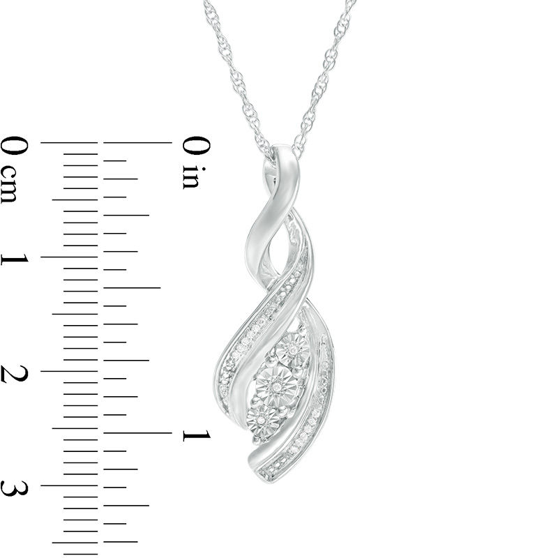 Main Image 2 of Diamond Accent Three Stone Flame Pendant in Sterling Silver