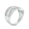 Thumbnail Image 1 of Diamond Accent Layered Crossover Ring in Sterling Silver
