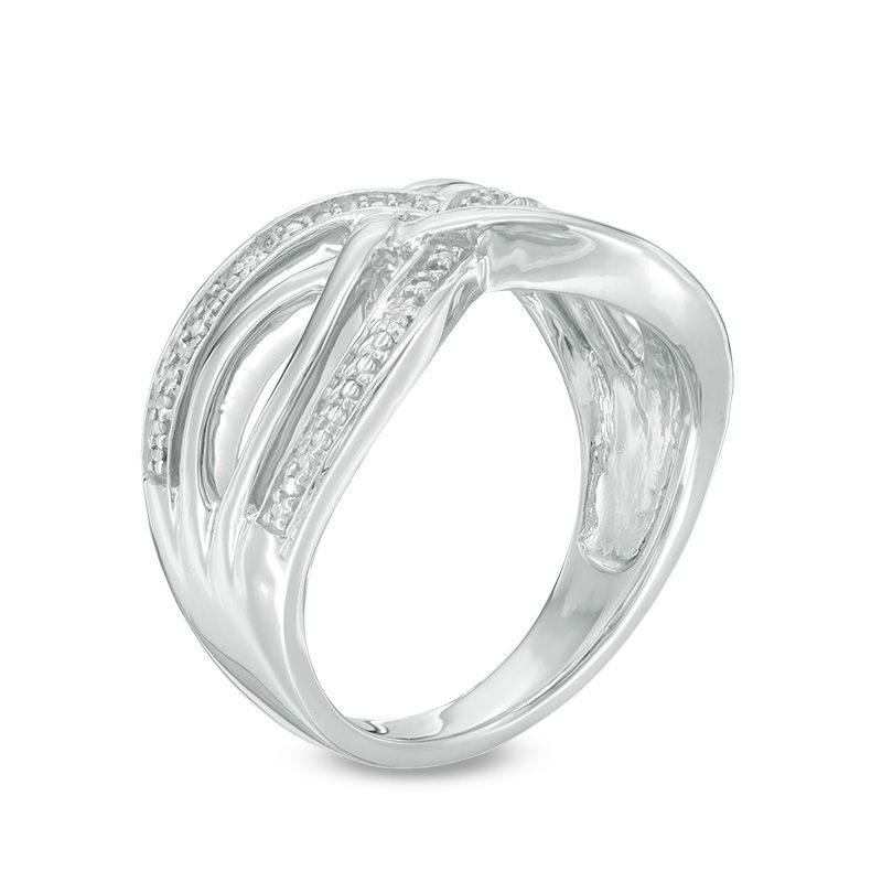 Diamond Accent Layered Crossover Ring in Sterling Silver