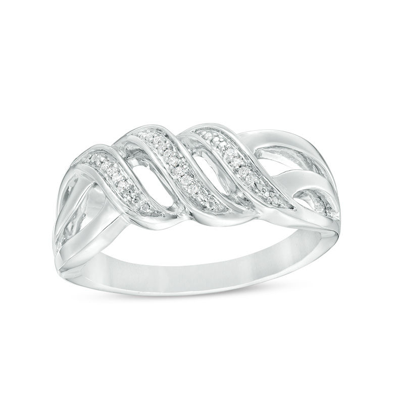 Diamond Accent Twist Flame Ring in Sterling Silver