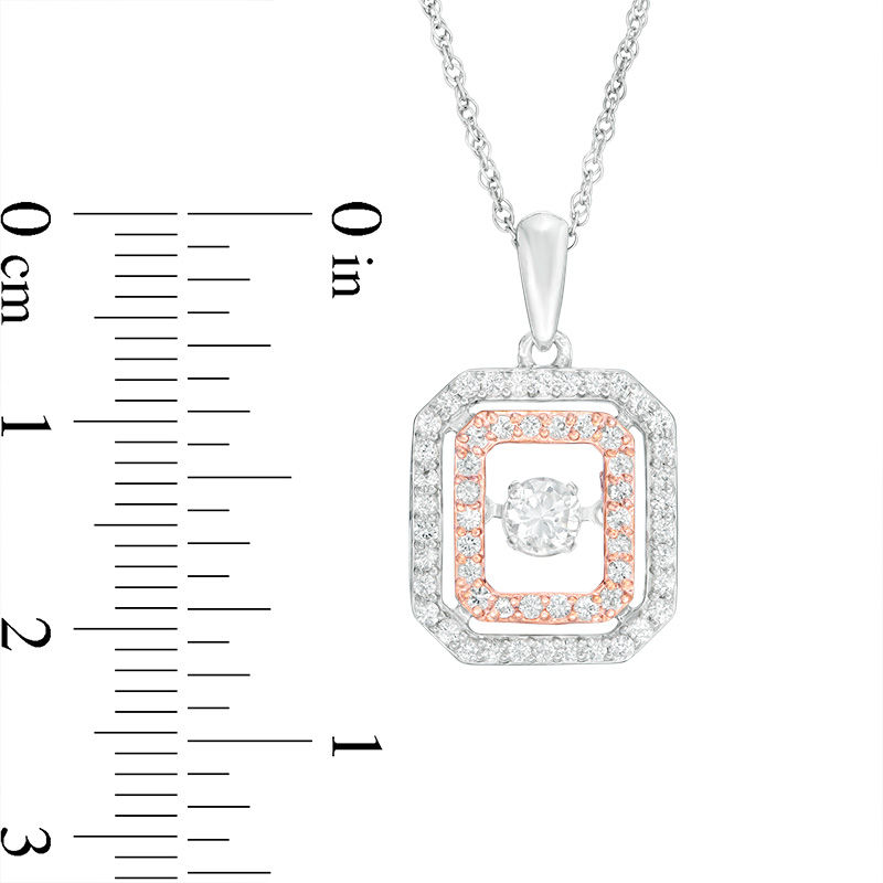 Unstoppable Love™ 4.0mm Lab-Created White Sapphire Octagon Frame Pendant in Sterling Silver and 14K Rose Gold
