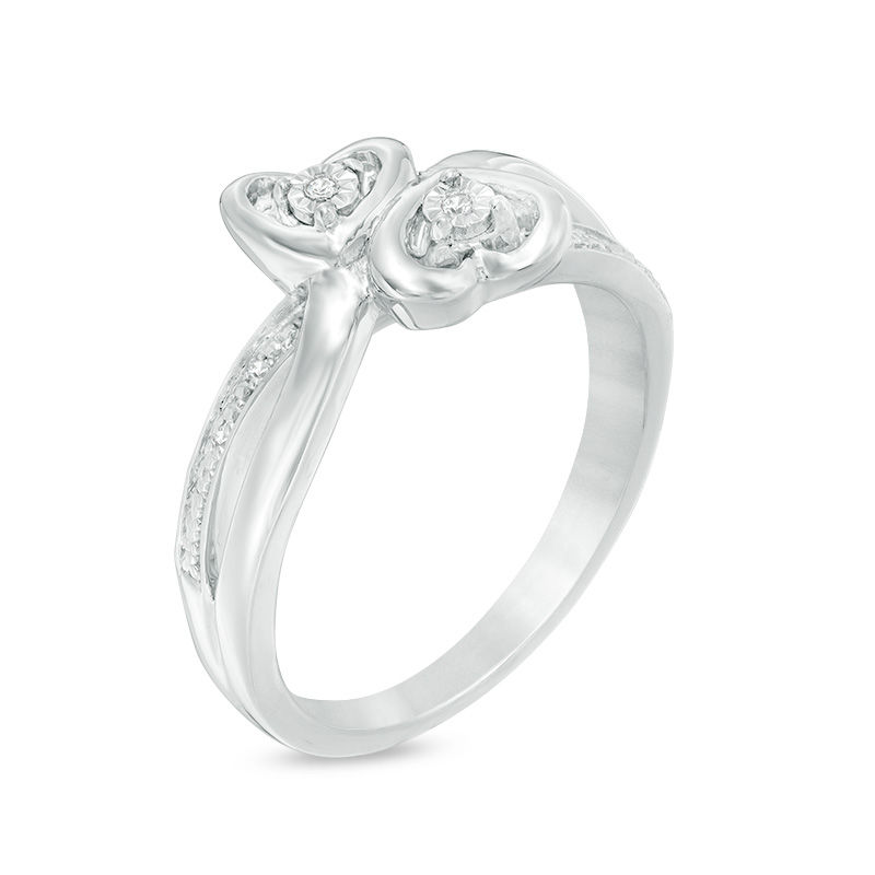 Diamond Accent Bypass Heart Ring in Sterling Silver