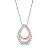 Thumbnail Image 3 of Convertibilities 0.20 CT. T.W. Composite Diamond Teardrop Three-in-One Pendant in 10K Two-Tone Gold