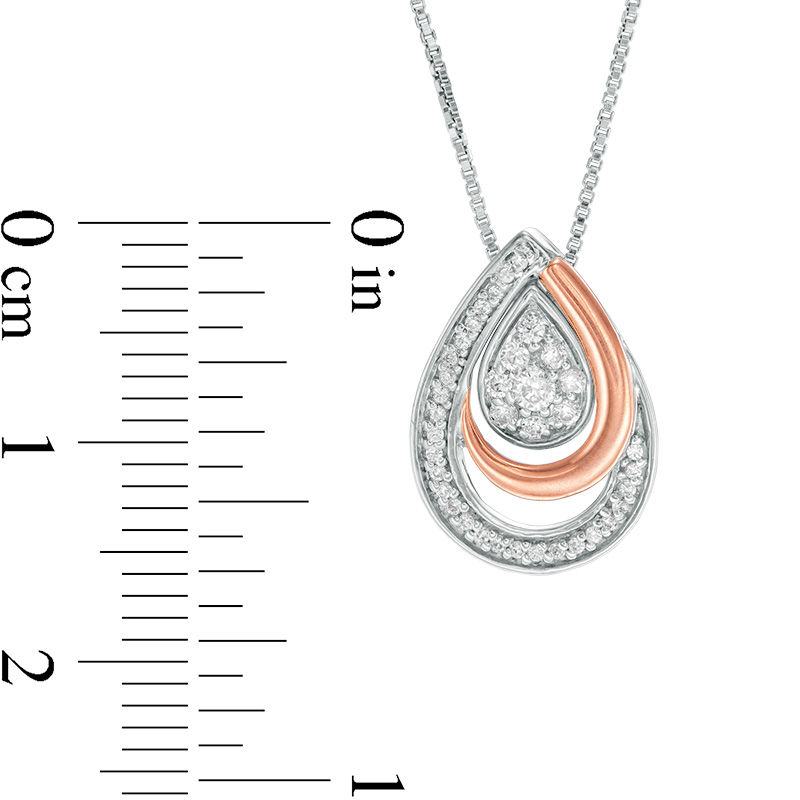Main Image 4 of Convertibilities 0.20 CT. T.W. Composite Diamond Teardrop Three-in-One Pendant in 10K Two-Tone Gold