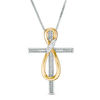 Thumbnail Image 0 of Convertibilities 0.13 CT. T.W. Diamond Infinity Cross Three-in-One Pendant in Sterling Silver and 10K Gold