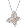 Thumbnail Image 0 of Convertibilities 0.13 CT. T.W. Diamond Butterfly Three-in-One Pendant in Sterling Silver and 10K Rose Gold