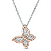 Thumbnail Image 1 of Convertibilities 0.13 CT. T.W. Diamond Butterfly Three-in-One Pendant in Sterling Silver and 10K Rose Gold