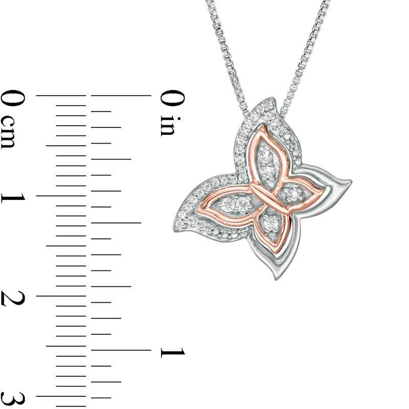 Convertibilities 0.13 CT. T.W. Diamond Butterfly Three-in-One Pendant in Sterling Silver and 10K Rose Gold