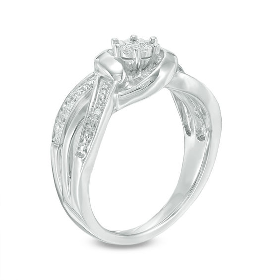 Composite Diamond Accent Bypass Split Shank Ring in Sterling Silver Composite Diamond Accent Bypass Split Shank Ring in Sterling Silver