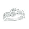 Thumbnail Image 0 of Diamond Accent Three Stone Wave Ring in Sterling Silver