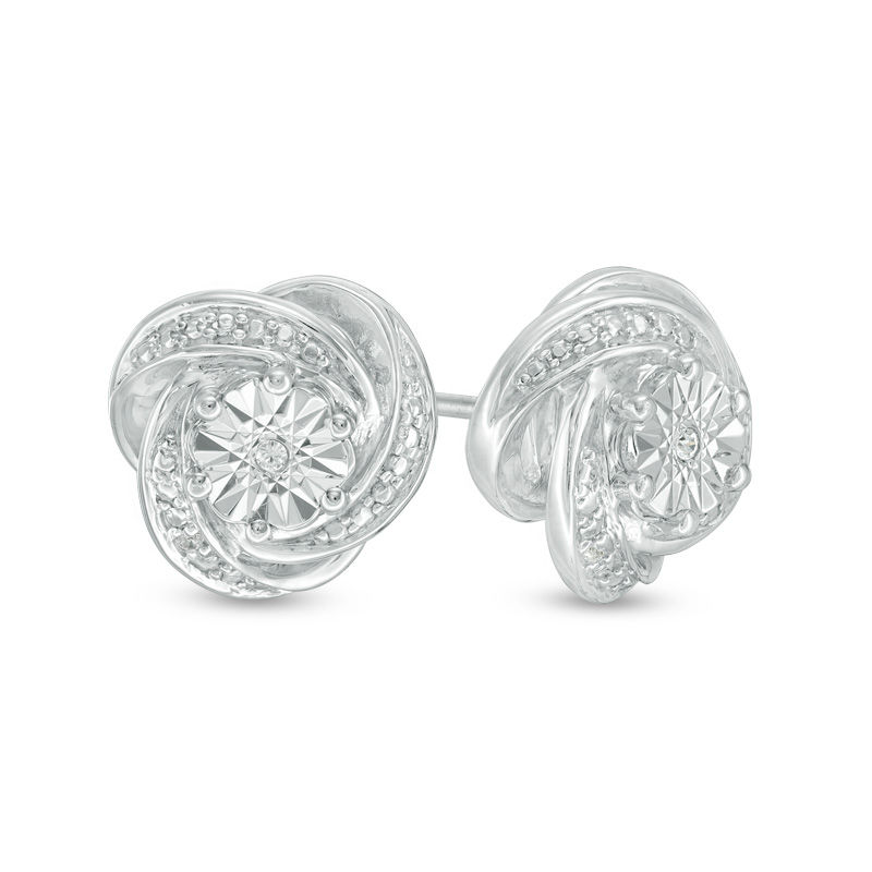 Diamond Accent Love Knot Stud Earrings in Sterling Silver|Peoples Jewellers
