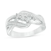 Thumbnail Image 0 of Diamond Accent Three Stone Bypass Wave Ring in Sterling Silver