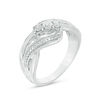 Thumbnail Image 1 of Diamond Accent Three Stone Bypass Wave Ring in Sterling Silver