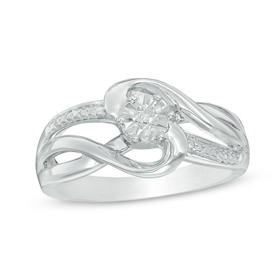 Composite Diamond Accent Swirl Bypass Ring in Sterling Silver Composite Diamond Accent Swirl Bypass Ring in Sterling Silver