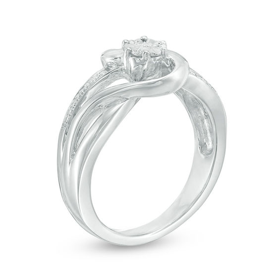 Composite Diamond Accent Swirl Bypass Ring in Sterling Silver Composite Diamond Accent Swirl Bypass Ring in Sterling Silver