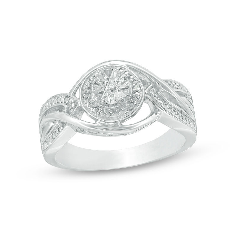 Composite Diamond Accent Bypass Ring in Sterling Silver