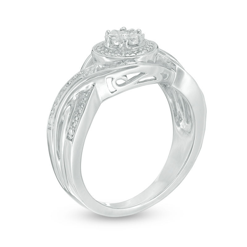 Composite Diamond Accent Bypass Ring in Sterling Silver