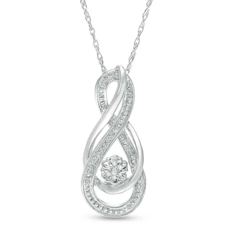 Diamond Accent Intertwining Infinity Pendant in Sterling Silver|Peoples Jewellers