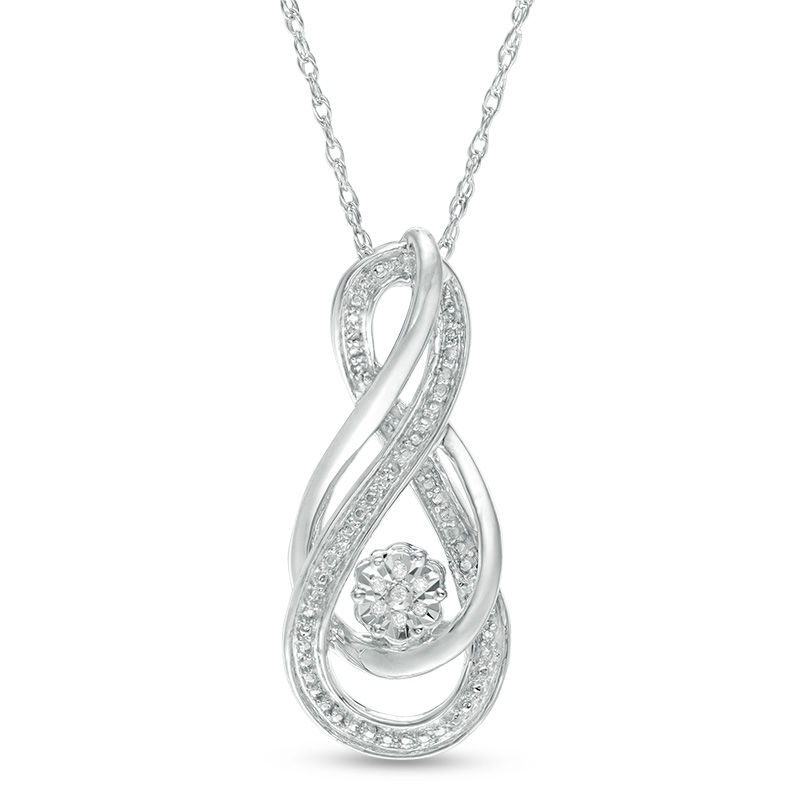 Diamond Accent Intertwining Infinity Pendant in Sterling Silver