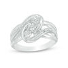 Diamond Accent Three Stone Bypass Ring in Sterling Silver