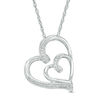 Thumbnail Image 0 of Diamond Accent Double Ribbon Hearts Pendant in Sterling Silver